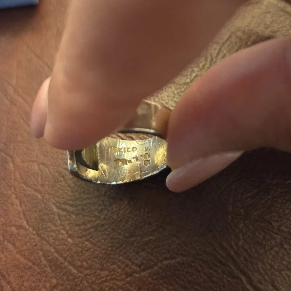 Vintage 925 Sterling Silver TA-7 Mexico Belt Buckle Ring - Picture 4 of 6